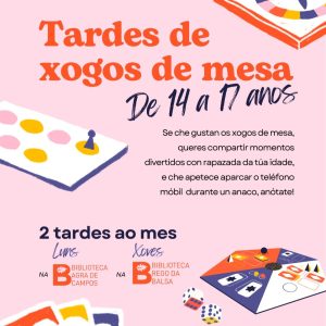 Tardes de xogos de mesa para rapazada de 14 a 17 anos